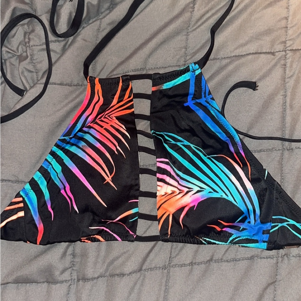 PINK Victoria's Secret Black Multicolor Bikini Top